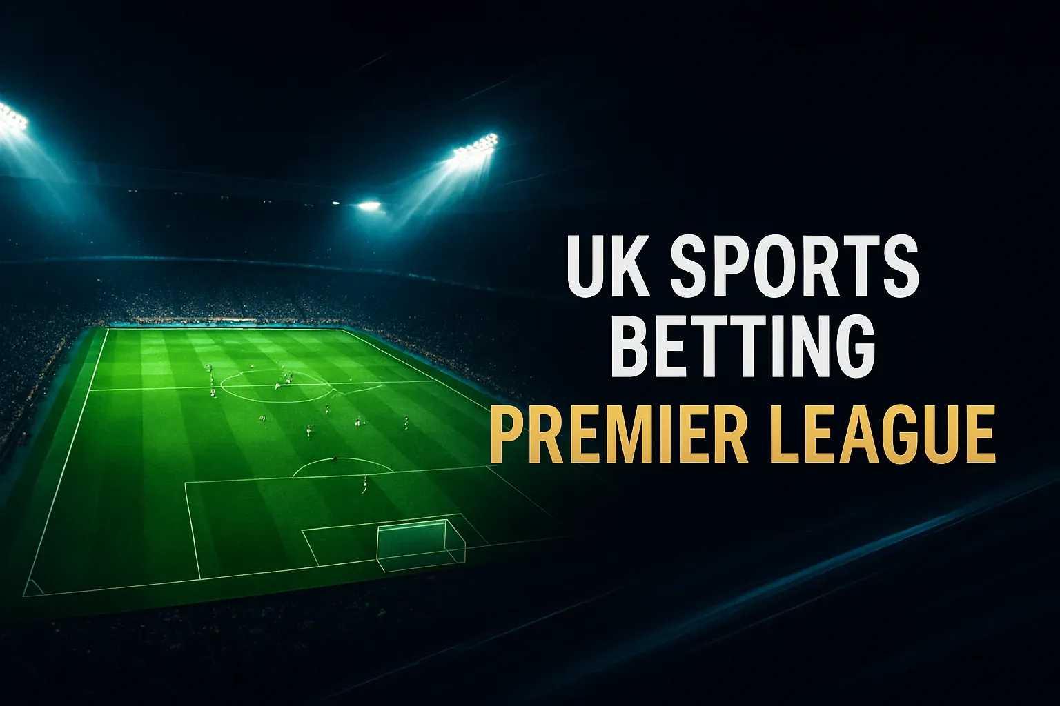 UK sports betting banner with Premier League stadium crowd and floodlights